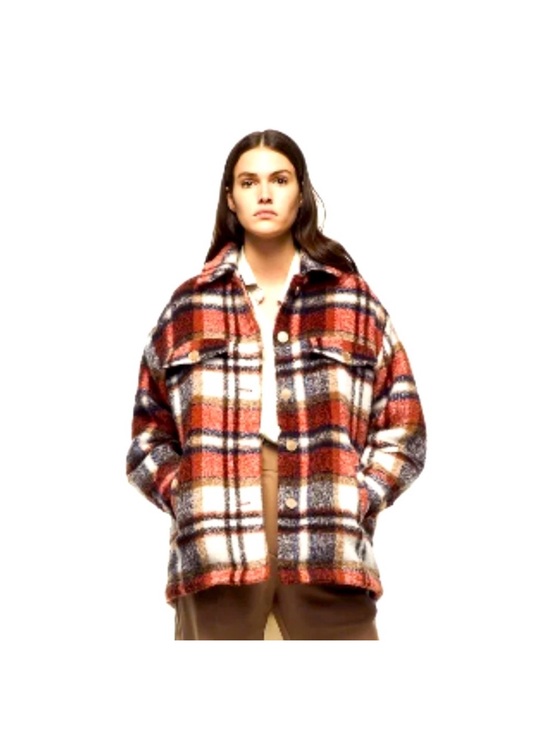 Zara Jackets & Blazers - Zara Oversized Plaid Utility Shacket Jacket in Rust, Navy & Cream sz L